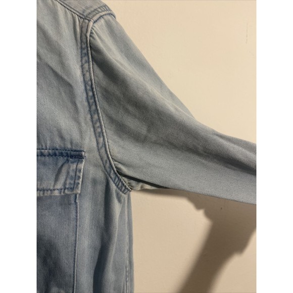 AllSaints Millie Women’s Denim Shirt Dress Sz Small Pearl Snap All Saint (Flaws) - Picture 4 of 11
